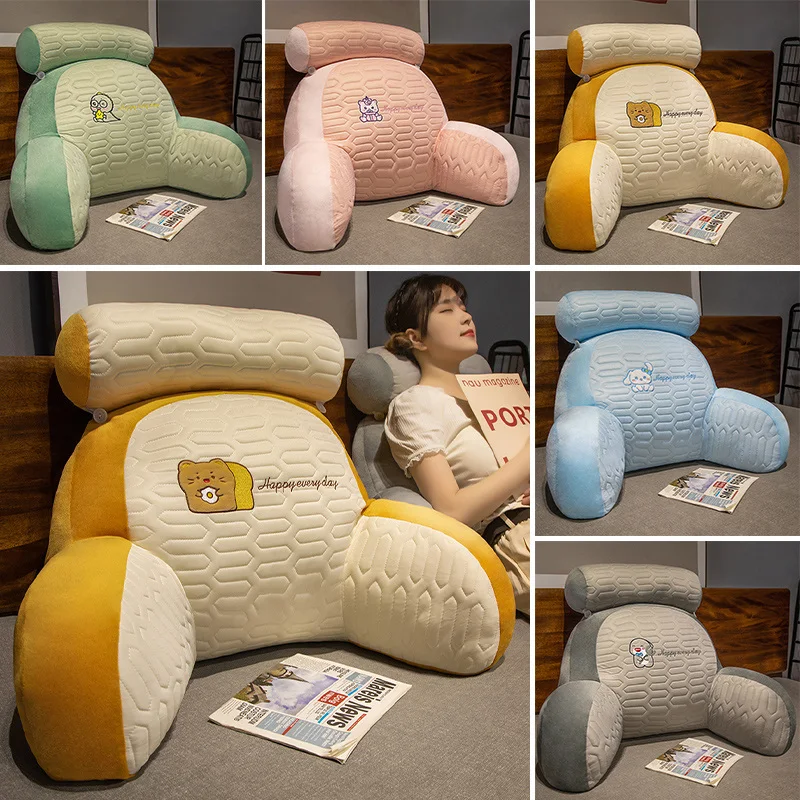 Cute Summer Ice Silk Cartoon Plush Cushion Cute Stuffed Latex Waist Cushion Anime Soft Plushies Office Sofa Chair Pillow Toy