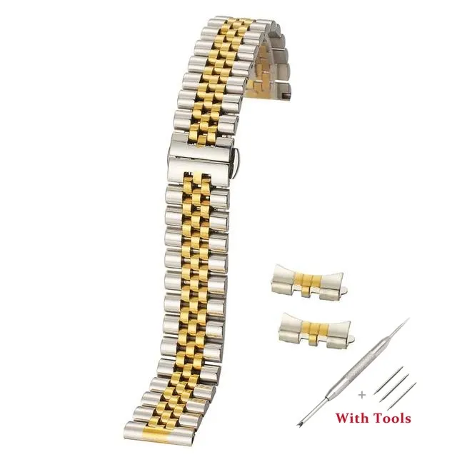 Stainless Steel Solid Watch Band Strap with Hollow Arc Interface