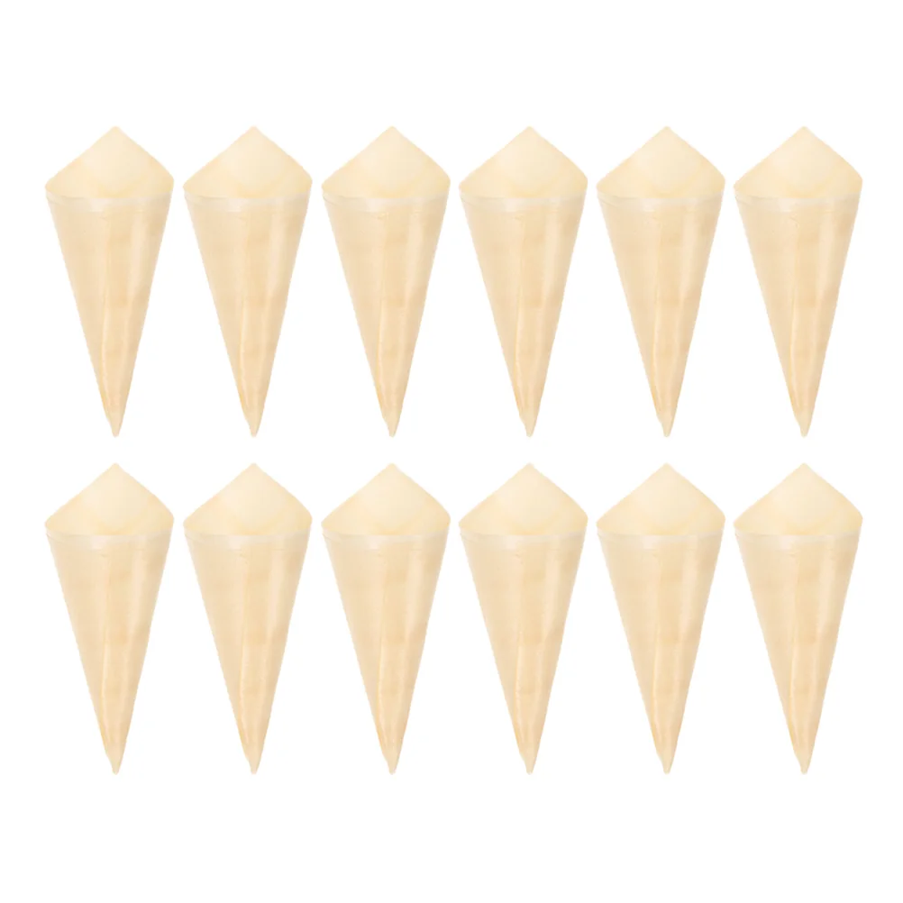 

Cones Cone Food Wood Ice Cream Wooden Disposable Party Holder Candy Stand Finger Display French Tasting Serving Appetizer