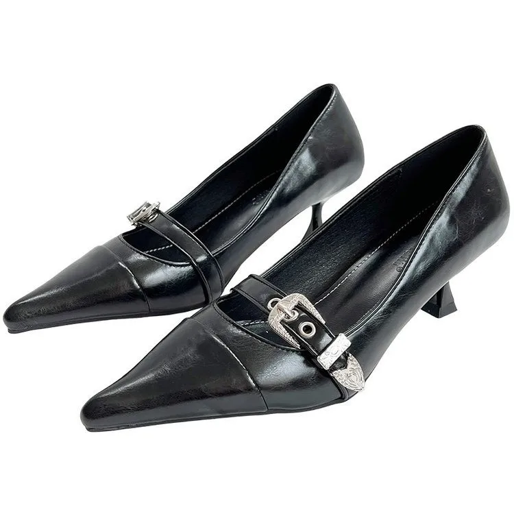 Zapatos de tacón clásicos de 6,5 cm, tacones de aguja sexis para mujer, zapatos de punta estrecha, tacones negros y rosas, tacones para mujer_voghion.com