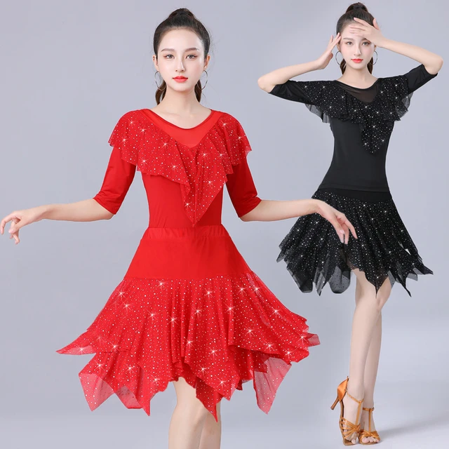 Square Dance Clothes for Women, Latin Dance Skirt, Adult Dance Dress Set,  Flash Performance Dress, Professional Exercise Clot