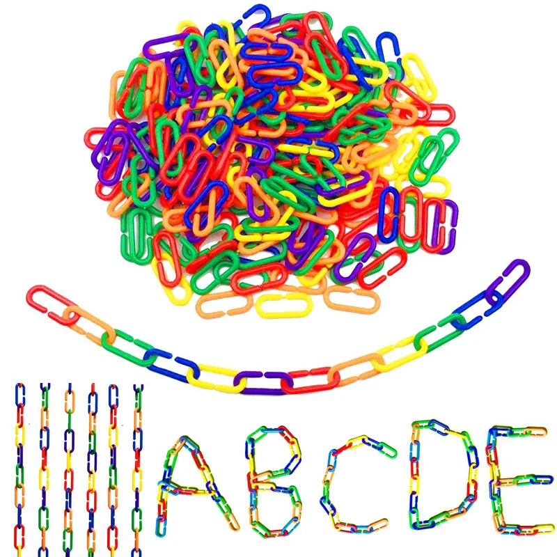 

100pcs Link C-Clips Hooks Chain C-Links Children Preschool Fine Motor Skill Training Learning Toy Small Pet Rat Parrot Bird Toys