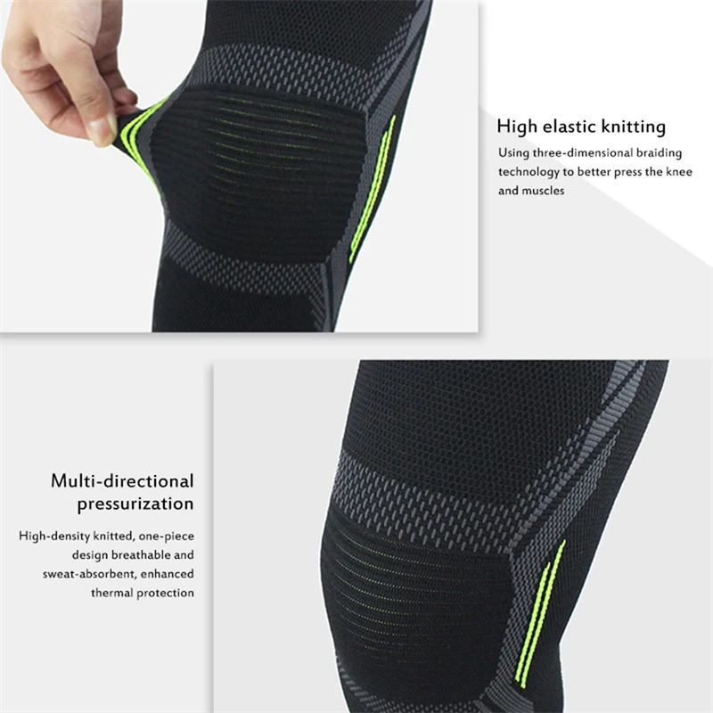 Unisex Knitted Nylon Sports Knee Pads Silicone Anti-slip Cycling Running Basketball Skipping Shock Absorption er Protector