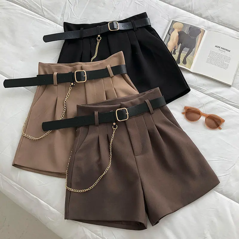 capri clothing Vintage Plus Size Shorts Women Spring Summer Autumn High Waist Loose Five Points Leather Shorts Fashion Short Femme nike sweatpants