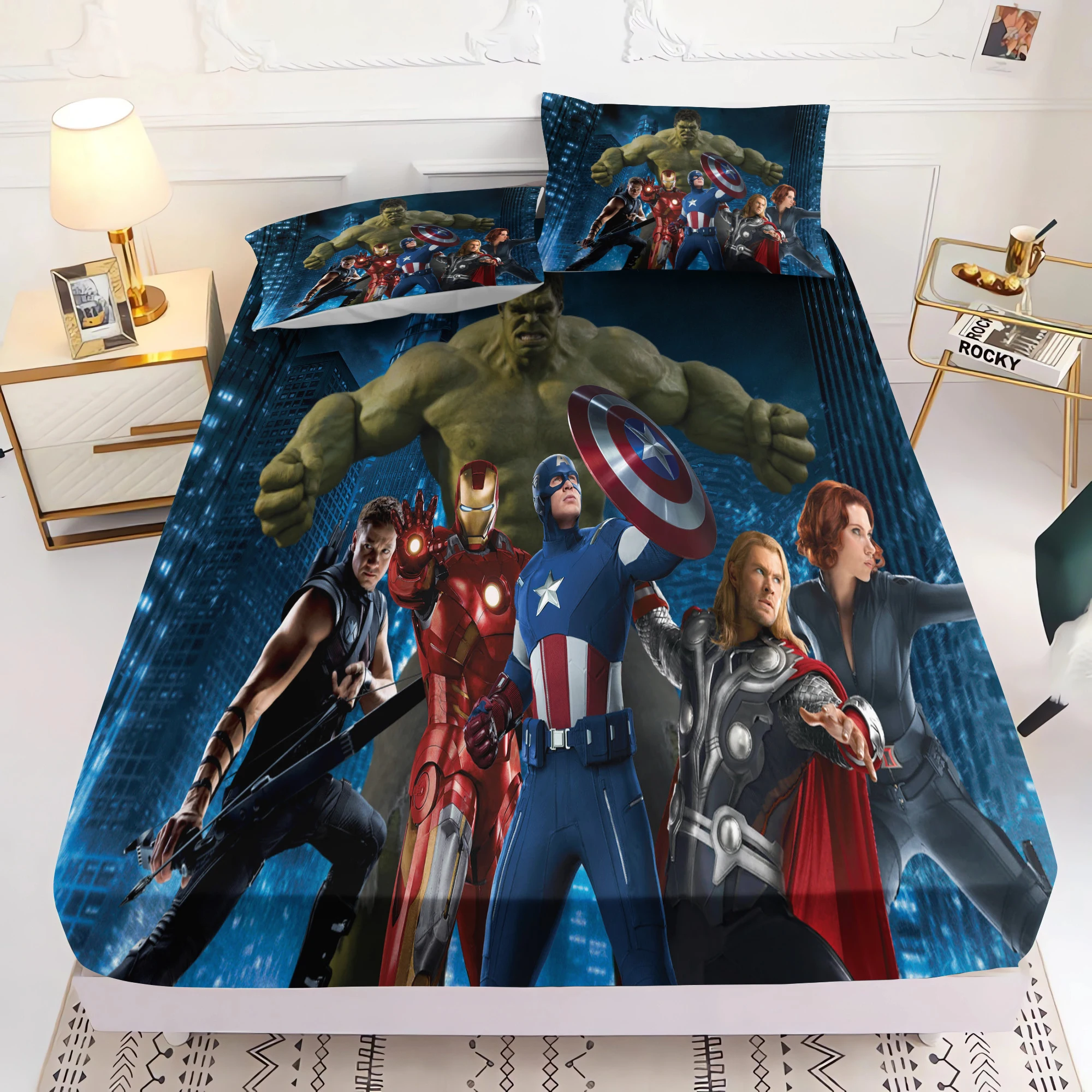 

The Avengers Fitted Sheet Bedding Set Printed 3d Children'S Bedding Set Suitable For Children And Adults 100% Polyester 2/3pcs