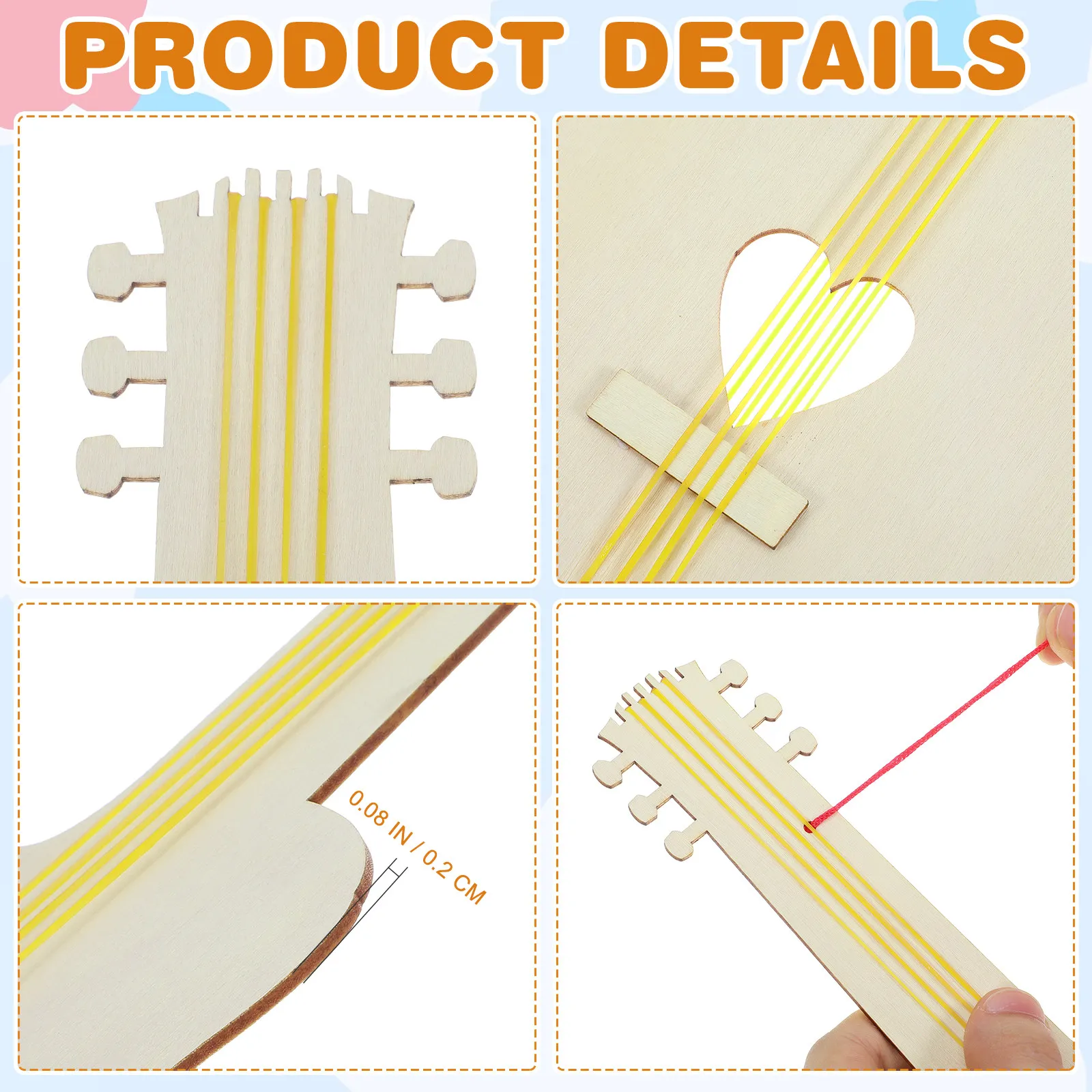 어린이를위한 4Pcs 빈 나무 기타 DIY 페인팅 공예 유치원 조기 학습을위한 창조적 인 교육 재미있는 음악 악기