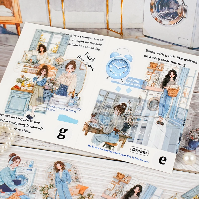Mr. Paper Süße Charakter-Aufkleber, 20 Blatt/Packung, süßes Mädchen, modische Dressing-Rest-Aufkleber, Handbücher, dekorative Geschenke, Freunde – Detail 3