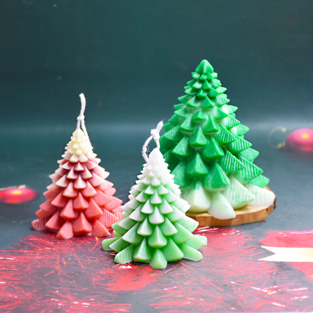 Molde de vela 3D para árbol de Navidad, moldes de silicona para hacer  velas, pino de Navidad, moldes de jabón de silicona, decoración de pasteles  de