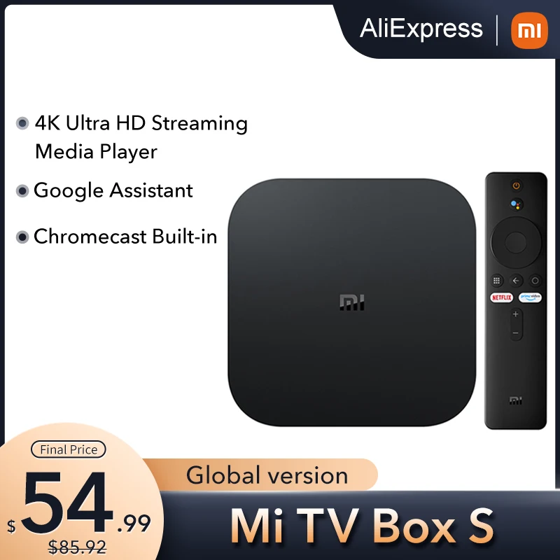 Original Xiaomi Mi TV Box S 4K Android 8.1 HDR 2G 8G WiFi BT4.2 Google Cast Netflix Smart TV Box Media Player Global Version 1