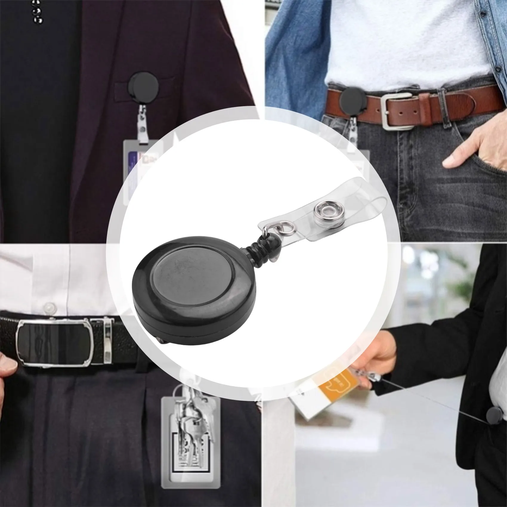 Recoil Retractable Yo Yo Key Ring PULL CHAIN Belt Clip ID CARD Holder