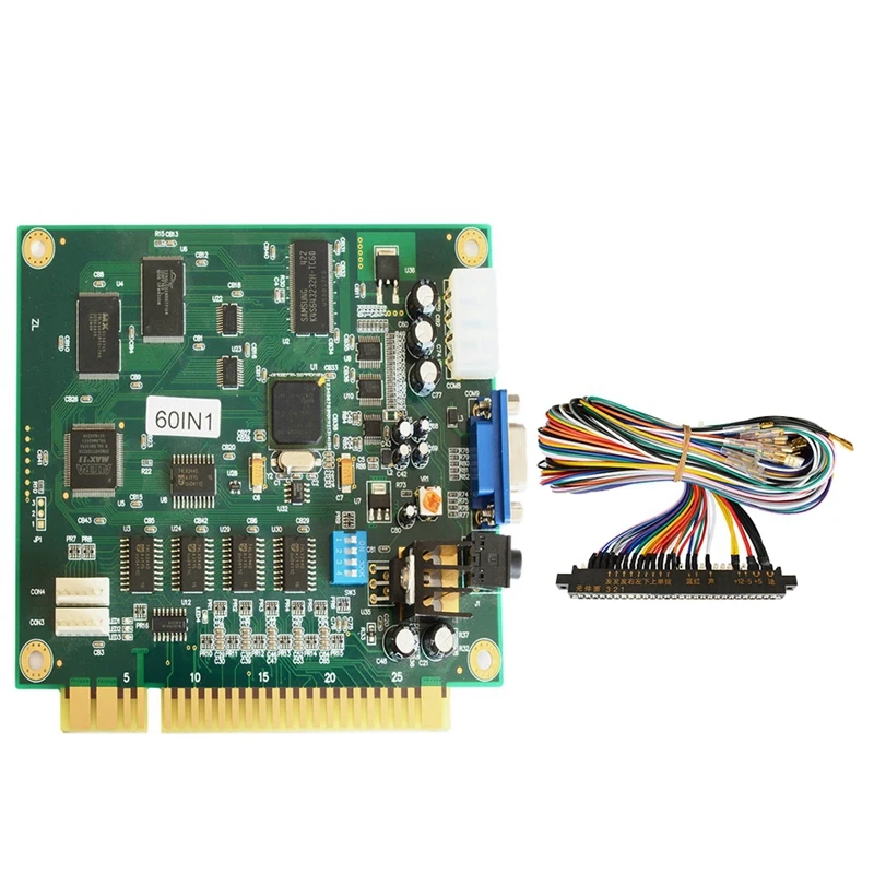 Jamma Arcade Classic Game Board + 28 Pin Jamma Arcade Cable 60 In 1 Green Per Cocktail Arcade Machine Up Right Arcade Machine