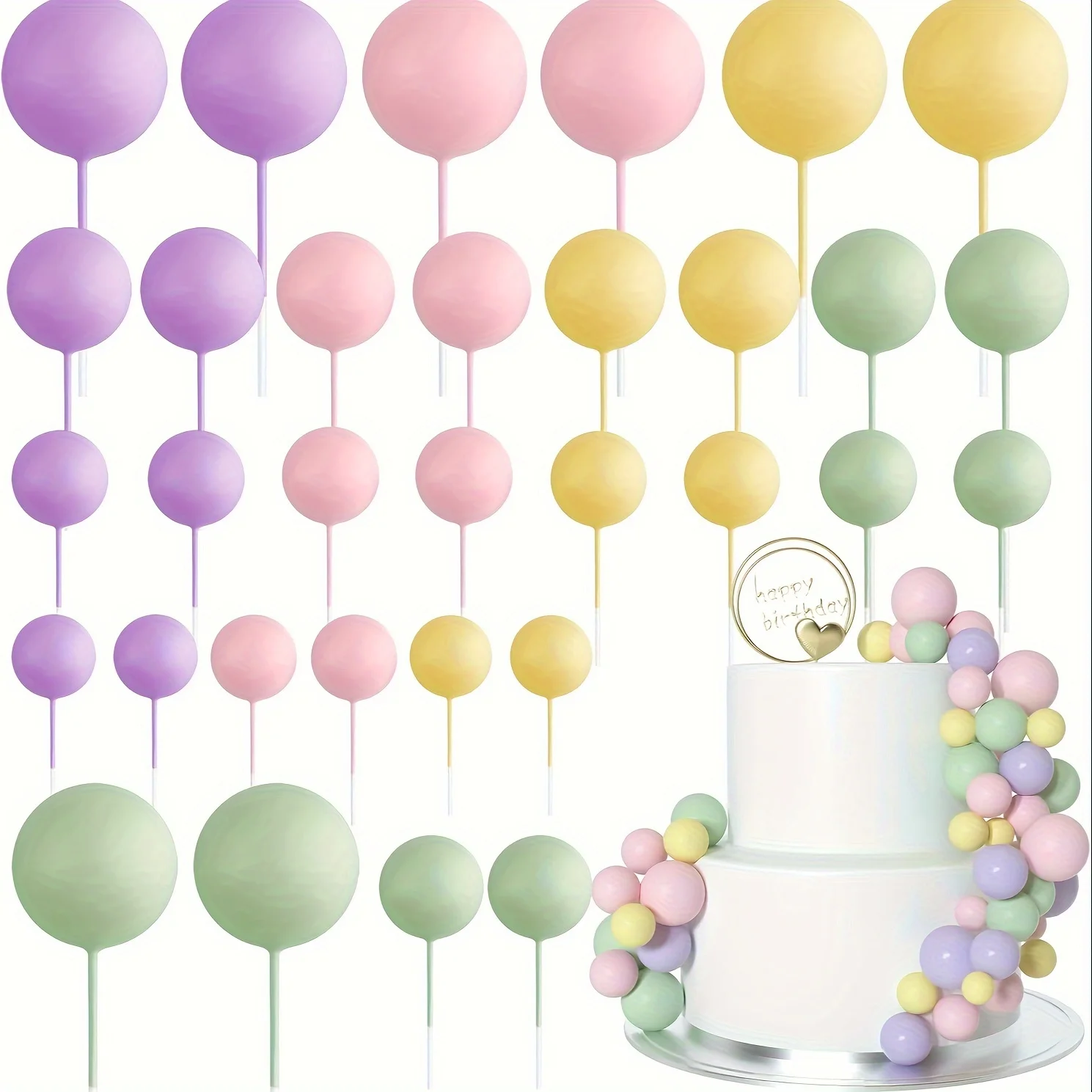 20 Teile/beutel Mini Schaum Ball Kuchen Topper Vielseitige DIY Dekorationen für Hochzeit Geburtstag Baby Dusche und Jahrestag Party Zubehör – Detail 11