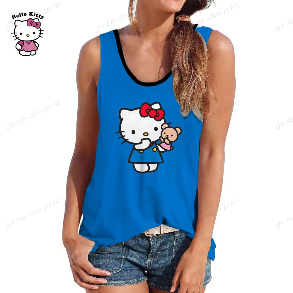 

Tank Top Women Hello Kitty Print Loose Sleeveless T-shirt Summer Sexy Womens Tops Casual Streetwear Vest Fashion Basic Tank Tops