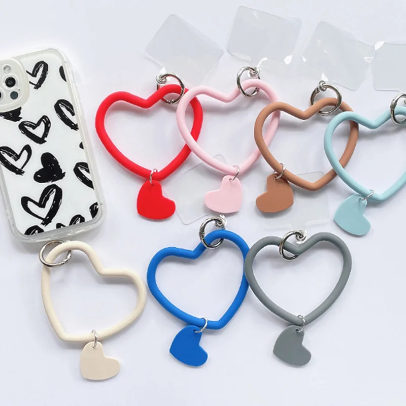 Anti-Lost Love Heart Keychain Mobile Phone Strap Ring Pendant Phone Hanging Lanyard Soft Silicone Wristband Bracelet Accessories_voghion.com