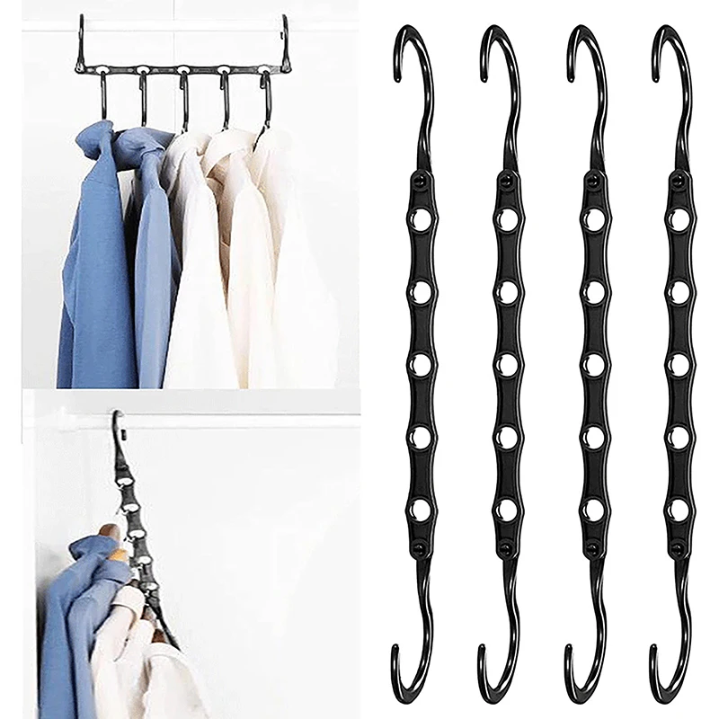 

10Pcs Space Saving Magic Hangers Black Sturdy Plastic Holder Heavy Clothes Organizer For Dorms Apartments Small Closet