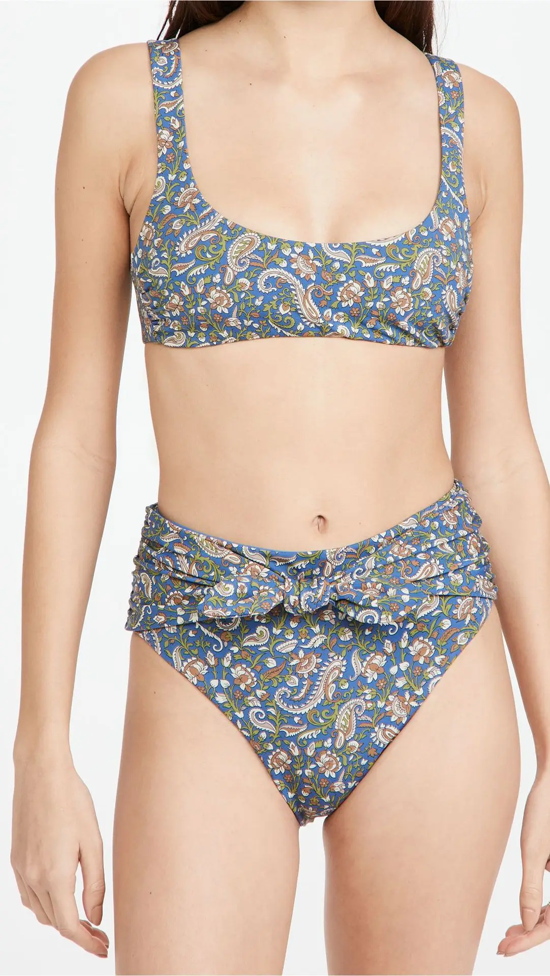 Flower Bikini New Arrival Retro Printed Swimwear Two-piece Bowknot High Waist Backless Swimsuit Women
