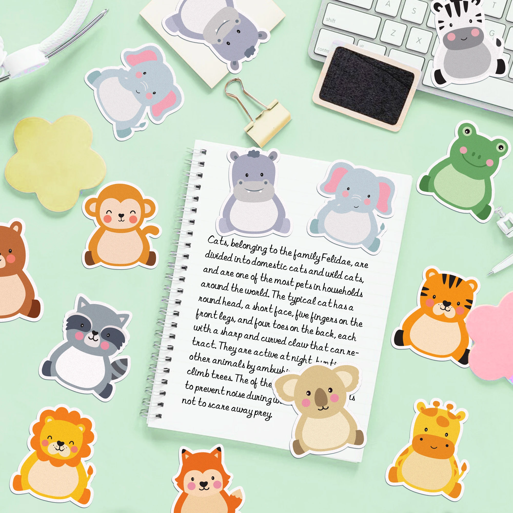 240 Seiten Cartoon Dschungel Tier Memo Pads Set Kühlschrank Haftnotizen Schreibwaren Label Notizblock Selbstklebende Memo Buch Liefert – Detail 9