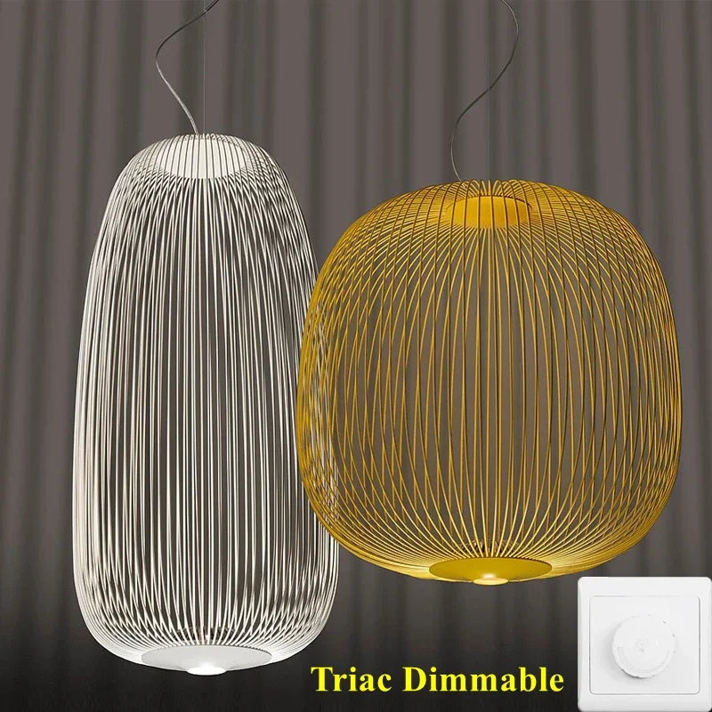 Nordic Remote Foscarini Spokes LED Pendant Lights Industrial Lamp Bird Cage Chandelier Dining Room Living LOFT LED Hanging Lamp 2