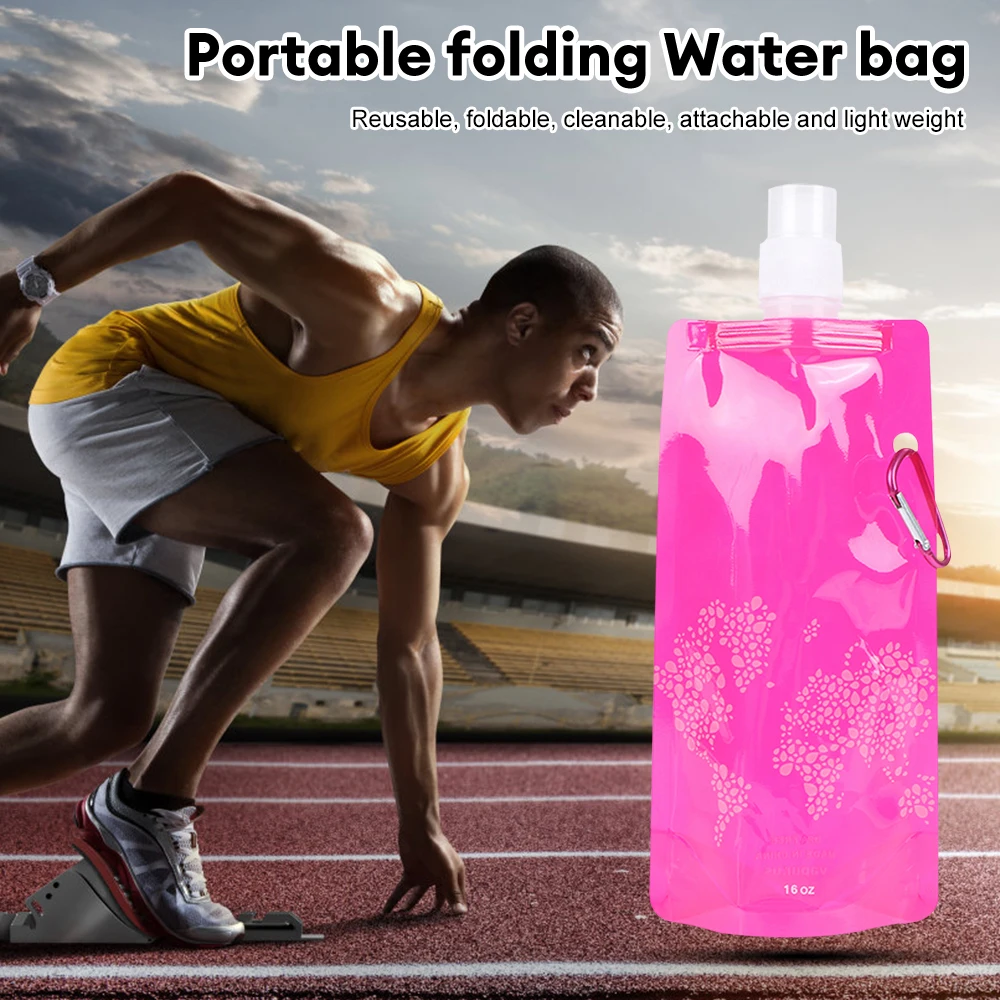 Description Picture 3 of item500ml Portable Folding Water Bag Plastic Outdoor Sports Water Bottle Drink Bag Camping Picnic Water Bag