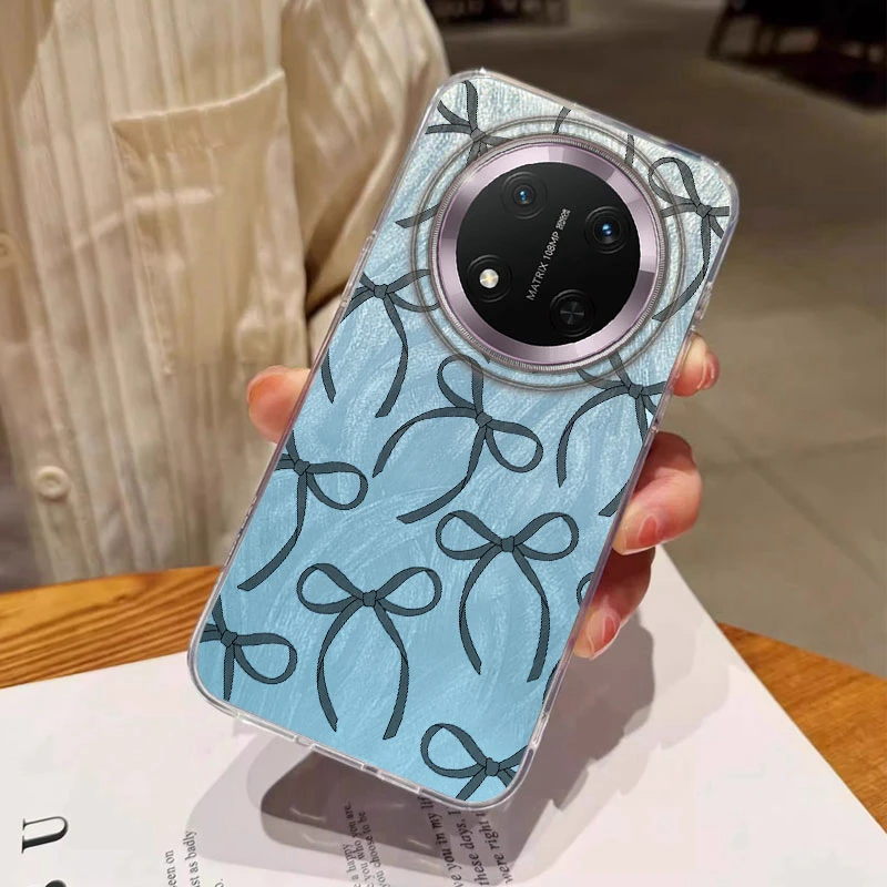 Luxury Laser Silver Bow Knot Shockproof Bumper Case with Gradient Butterfly Design