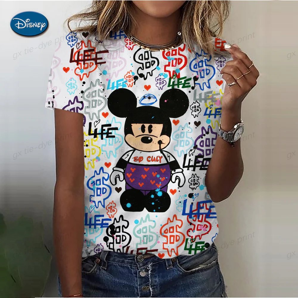 

Disney Mickey Mouse Women'S T-Shirt Harajuku Women'S Summer T-Shirt Top Women'S Girls Funny Round Neck T-Shirt Kawaii Hot