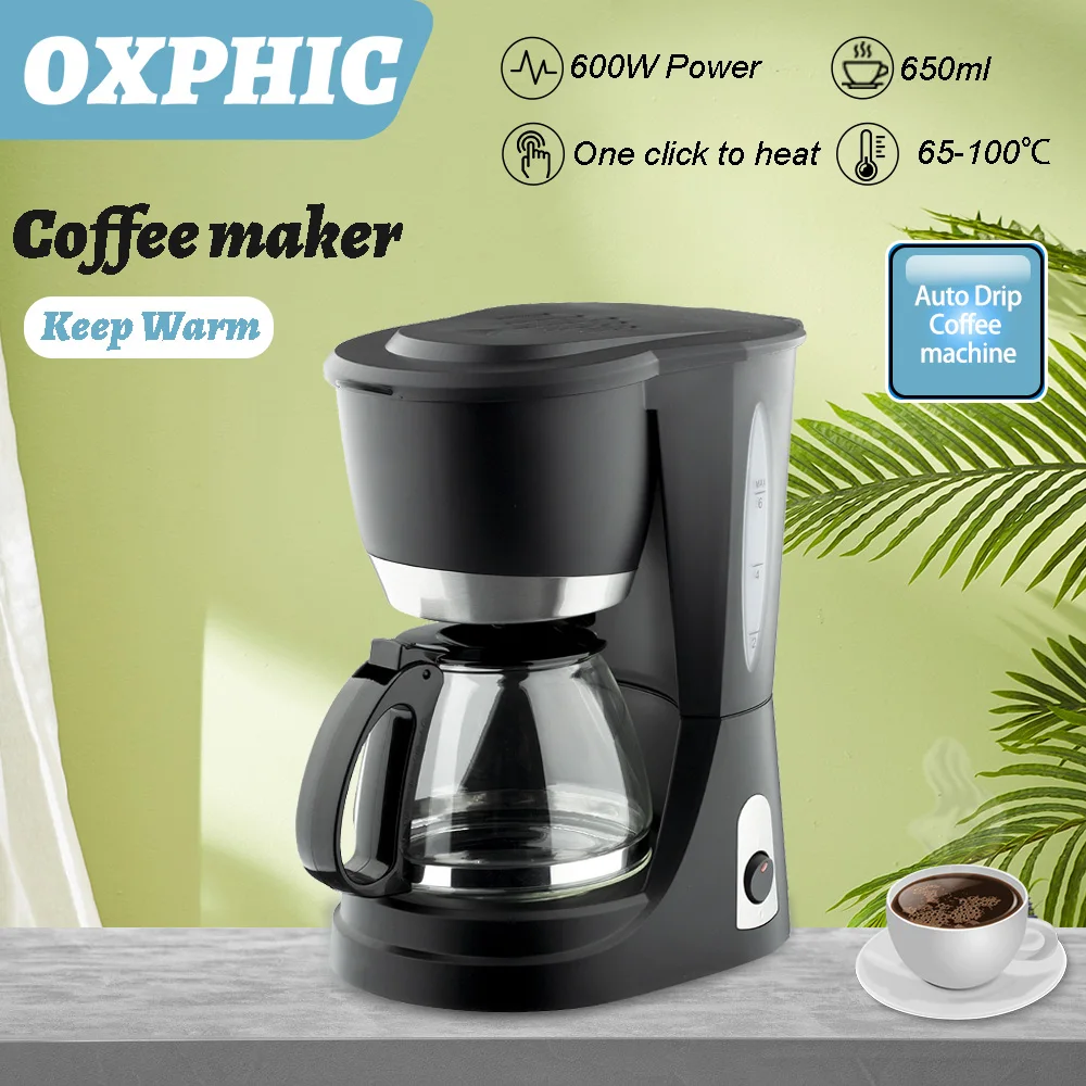 

OXPHIC Drip Coffee Machine 650ML Electric Coffee Maker Espresso Maker for 5 Cups Keep Warm Function Carafe Drip Coffee Brewer