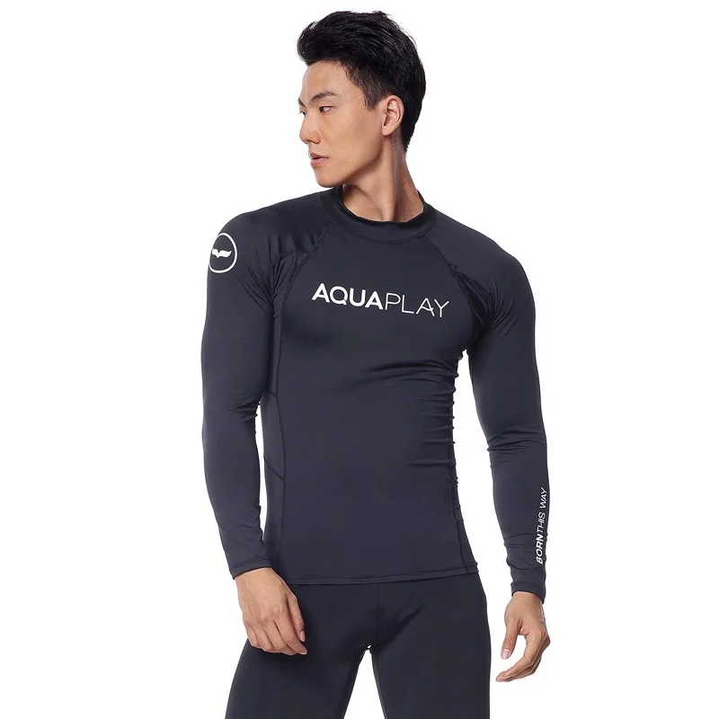 AquaPlay Men&lsquo;s Rash Guard Surfing Diving Suits Swimwear Long Sleeve Suit Swimming Surf Clothing Beach Outdoor Sport Fitness