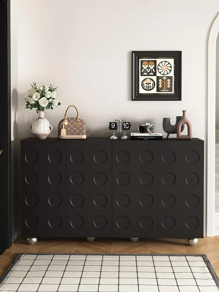 

Mild Luxury Retro Shoe Cabinet Home High-Grade Black Entrance Cabinet Living Room Locker
