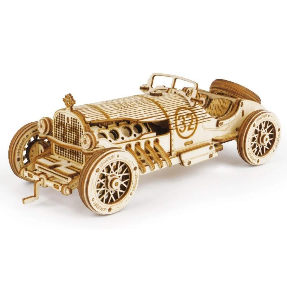 Robotime Rokr Oldtimer, 3D-Holzpuzzle, Zug, Armee, Jeep, schwerer LKW, Oldtimer, Modellbausätze im Maßstab 1:15, für Kinder