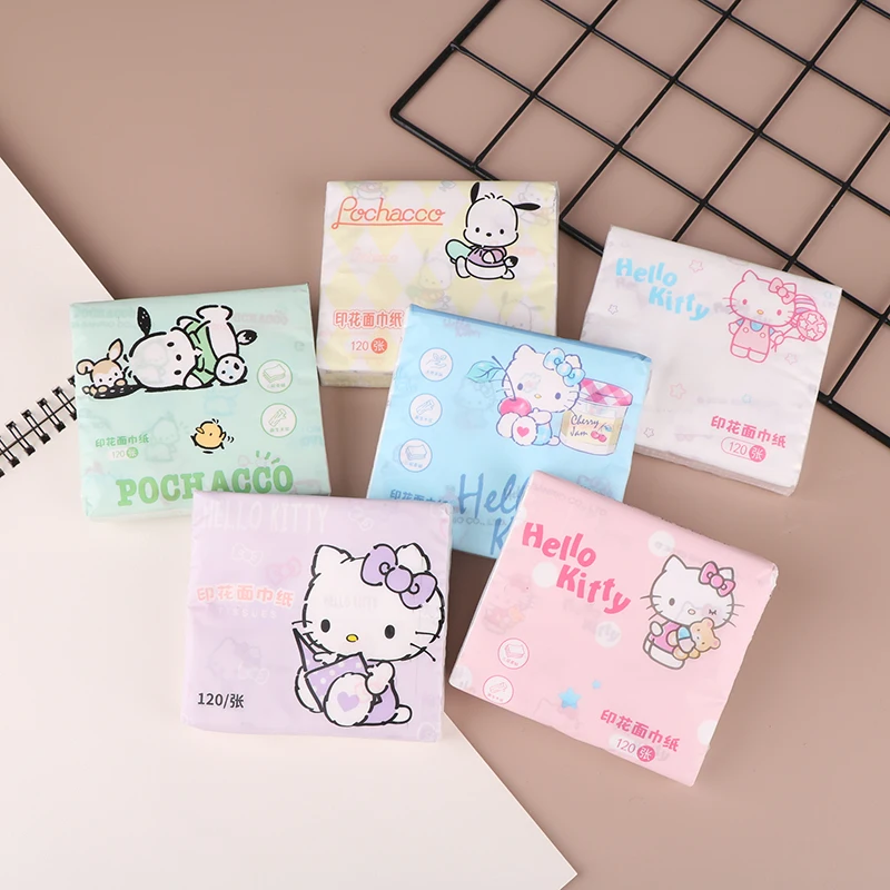 

1 шт. кавайная салфетка Sanrio из мультфильма Hellokitty Cinnamorroll аниме носовой платок с принтом милая девушка портативная туалетная бумага