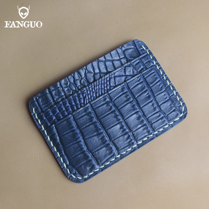 100% Genuine Leather Business Id Card Holder Handmade Leather Bank Credit Cards Case Multi Slot Slim Card Bag Money Clip