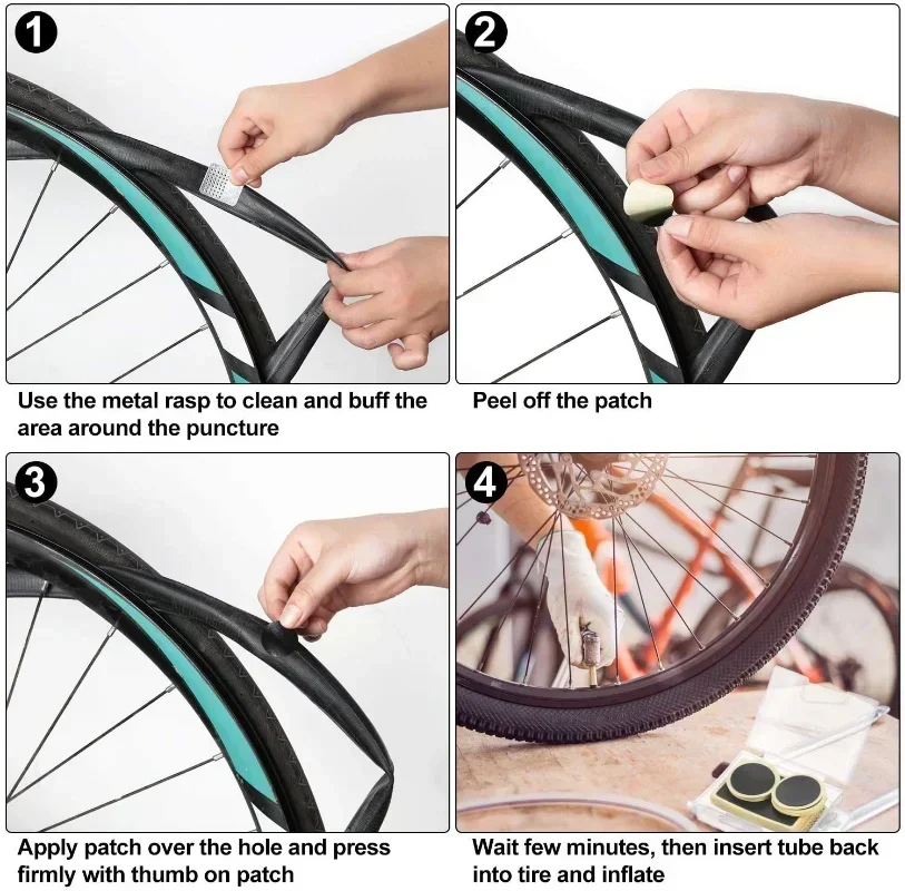 Bicycle Tire Repair Patch Glue-Free Adhesive Quick Repairing Tyre Protection Patch for Mountain Road Bike Inner Tyre Repair Pads