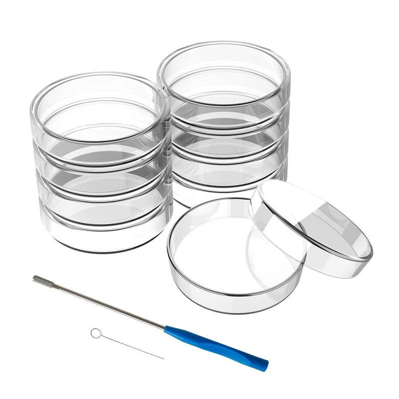 90 Mm Glass Petri Dishes Reusable Petri Dishes 10 Pcs Autoclavable Lab Plates With A Inoculation Loop