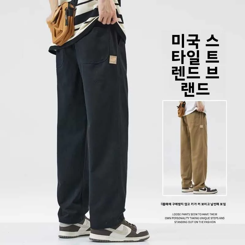 남성 작업복 두꺼운 스트레이트 레그 캐주얼 바지 건설 현장용 내구성 가을 겨울..