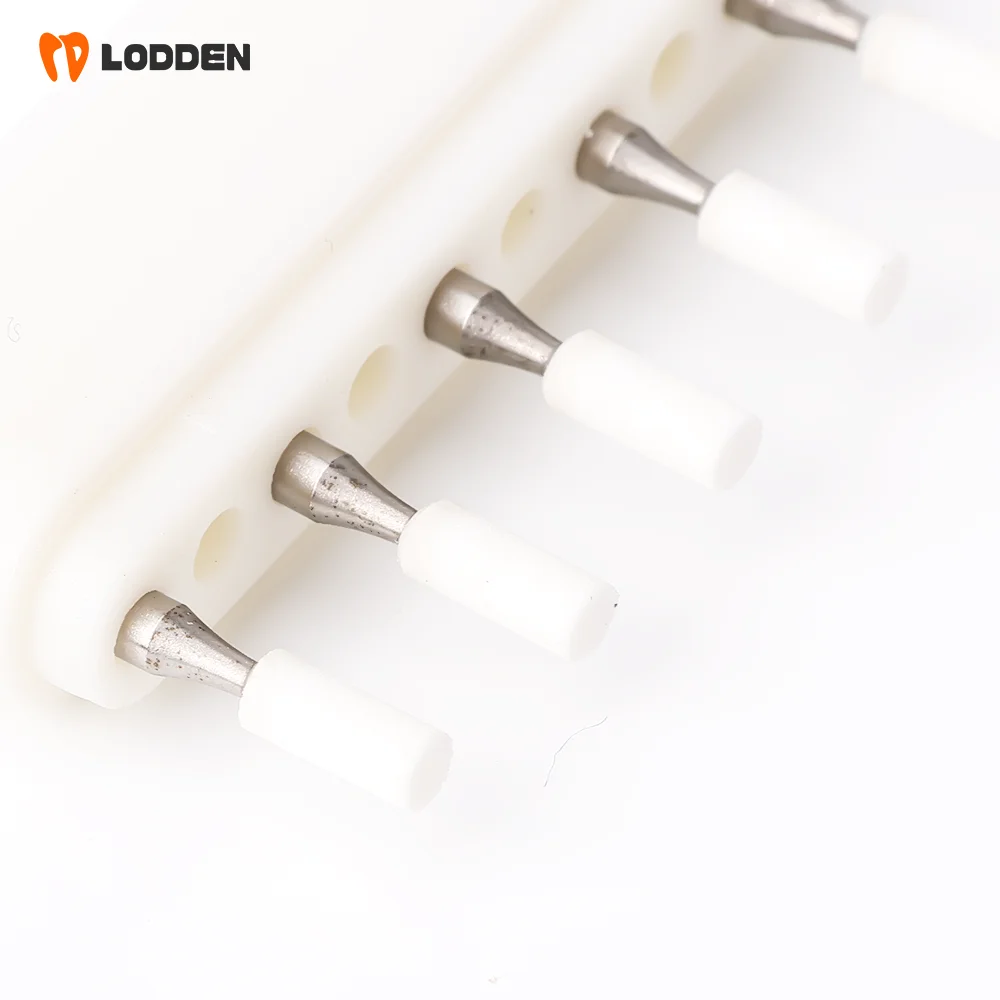 LODDEN 5 Stück Dental-Polierbohrer aus weißem Stein mit niedriger Geschwindigkeit, Kegel-/Flammen-/runde Form, Abriebbohrer RA für Polishin-Verbundwerkzeuge – Detail 22