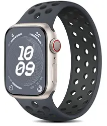 Elastic Silicone Solo Loop Band for Apple Watch - Versatile and Comfortable Bracelet Strap (Black coal black)