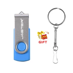 JASTER Rotatable Colorful USB Flash Drive - Creative Gift Memory Stick with Silver Clip - 16 GB (Blue)