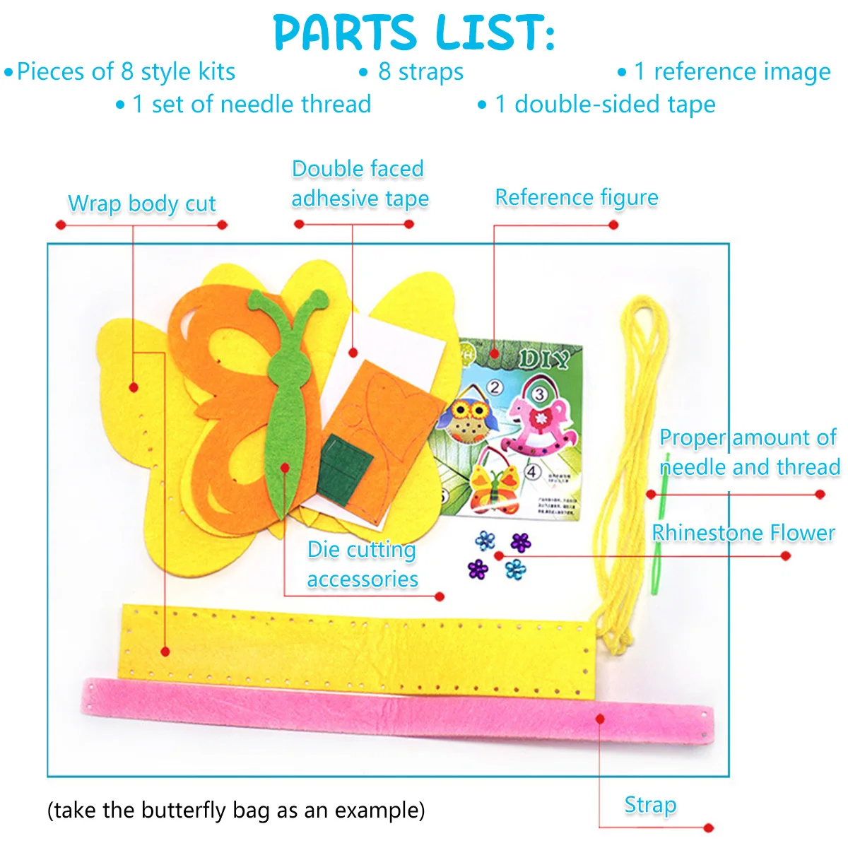 Child Puzzle Simulation Sew Set 8Pcs/set Child Puzzle Simulation Sew Set DIY Felt Bag Set Kid Education Toy Craft Safe Needle Thread Felt Bag Boy Girl Gift