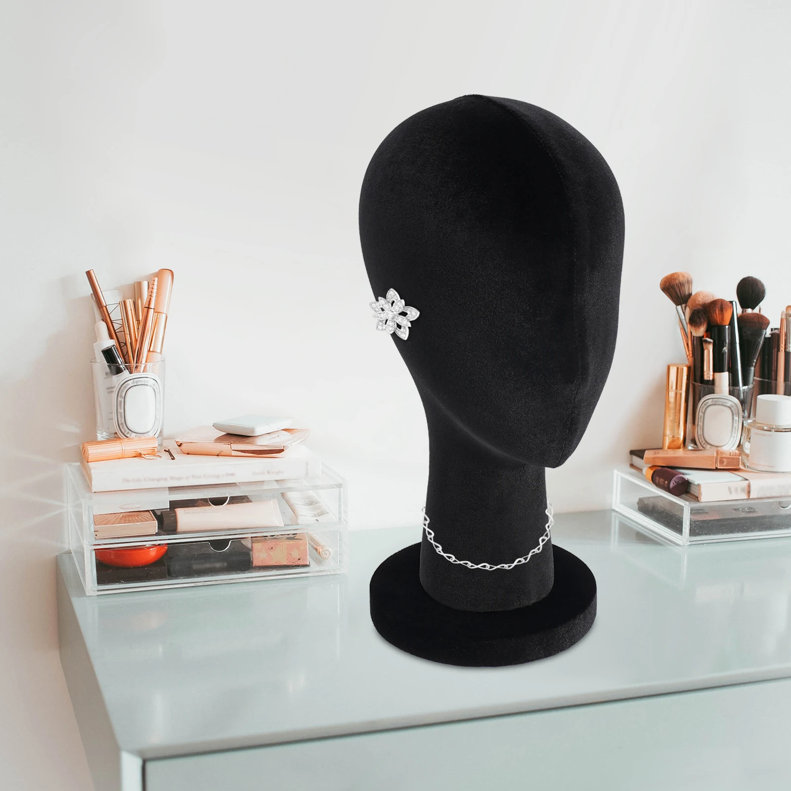 20,67 in Beflockung Schaum Kopf Modell 15*35 cm Weibliche Mannequin Kopf Perücken Hut Gläser Display-ständer Mannequin Kopf modell Foto Pr – Detail 12
