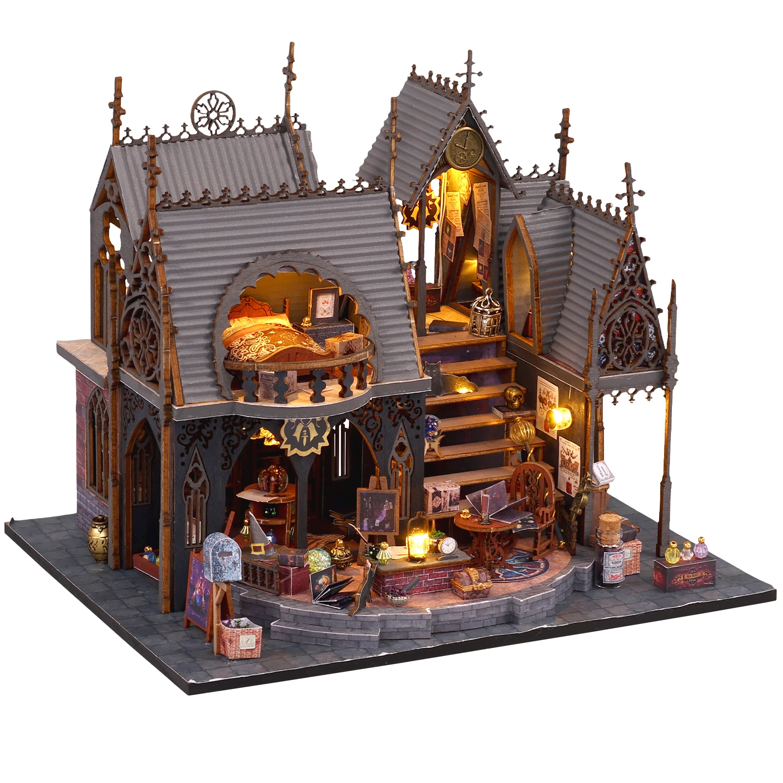 

DIY Miniature Dollhouse Kit 1:24 Scale Wooden Room Making Kit with LED Light Handmade Mini Crafts Magic House for Boys Girls