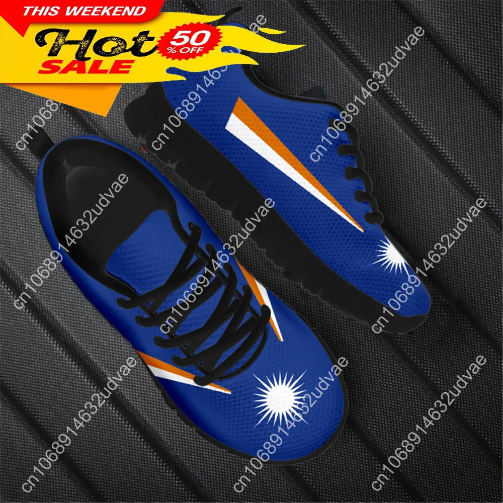 Women Flats Shoes Casual Sneakers Marshall Island Kwajalein Flag Football Print Mesh Lace-up Walking Shoe For Ladies