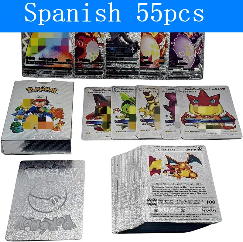 thumbnail image 1 of 27-110pcs carte pokémon françaises Pikachu Gold Silver Black Vmax GX English Spanish French German Card Toys, 1 of 5