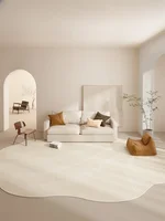 Irregular Cream Style Living Room Large Area Carpets Beige Abstract Texture Bedroom Carpet Creative Design White Line Rug Tapete 1