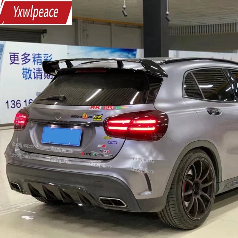 

For Mercedes-Benz GLA Class X156 GLA45 AMG GLA200 GLA220 GLA250 GLA260 2015-2019 ABS Plastic Rear Roof Spoiler Trunk Cover