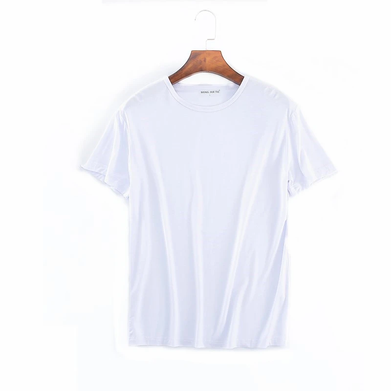 Mens Modal T-Shirt Short Sleeve Loose O-Neck Men T shirt Bottom Large Size Undershirt Man T shirt Solid Color For Male Tops Tees 4