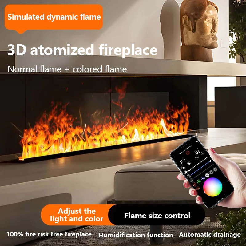 

Smart Home Flame Steam LED Color Flame TV Wall Decorative flame Mobile APP control 3D water steam electrical flame