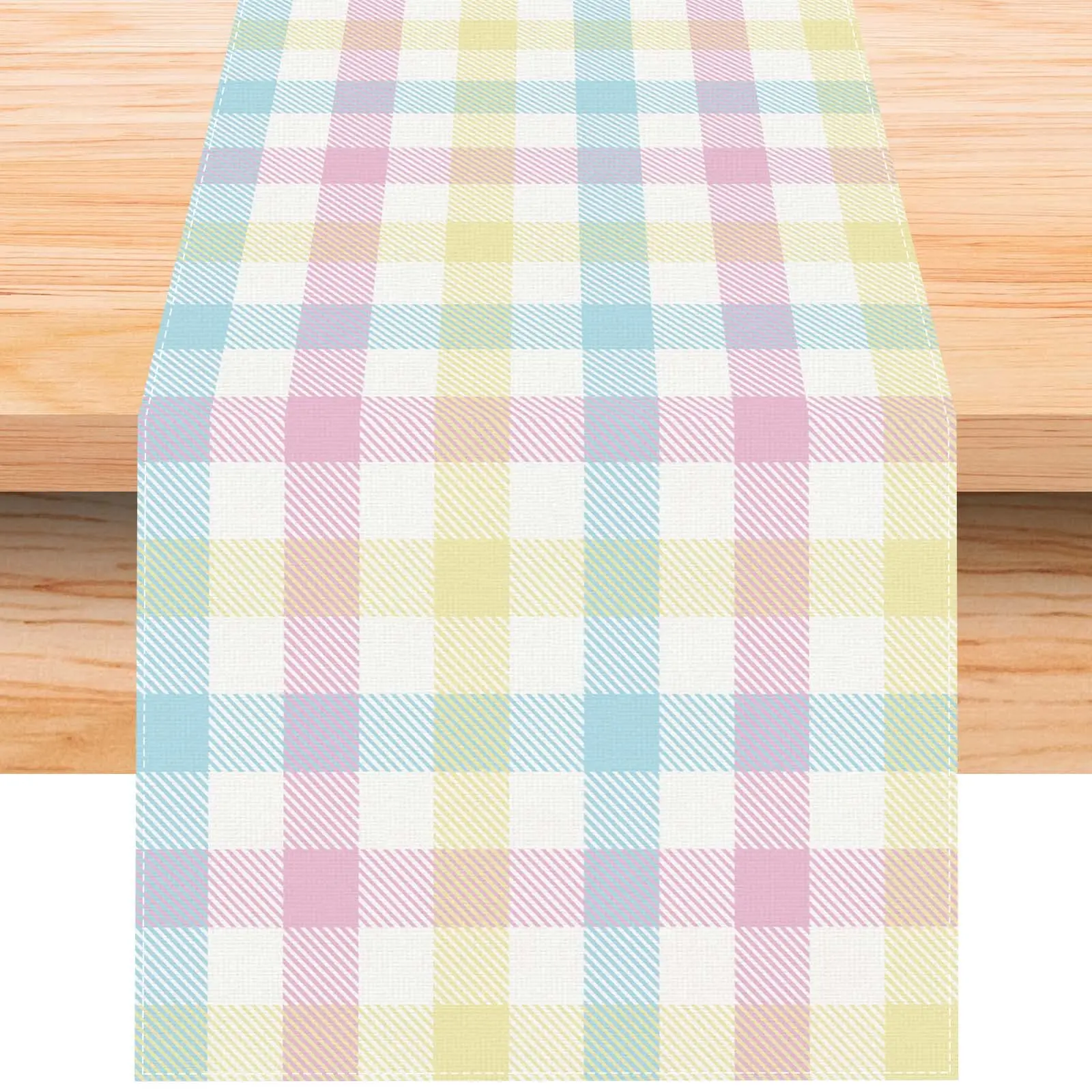 

Linen Buffalo Check Table Runner, Plaid, Farmhouse, Easter Table Decoration for Home, Kitchen, Dining Room, Spring, Summer