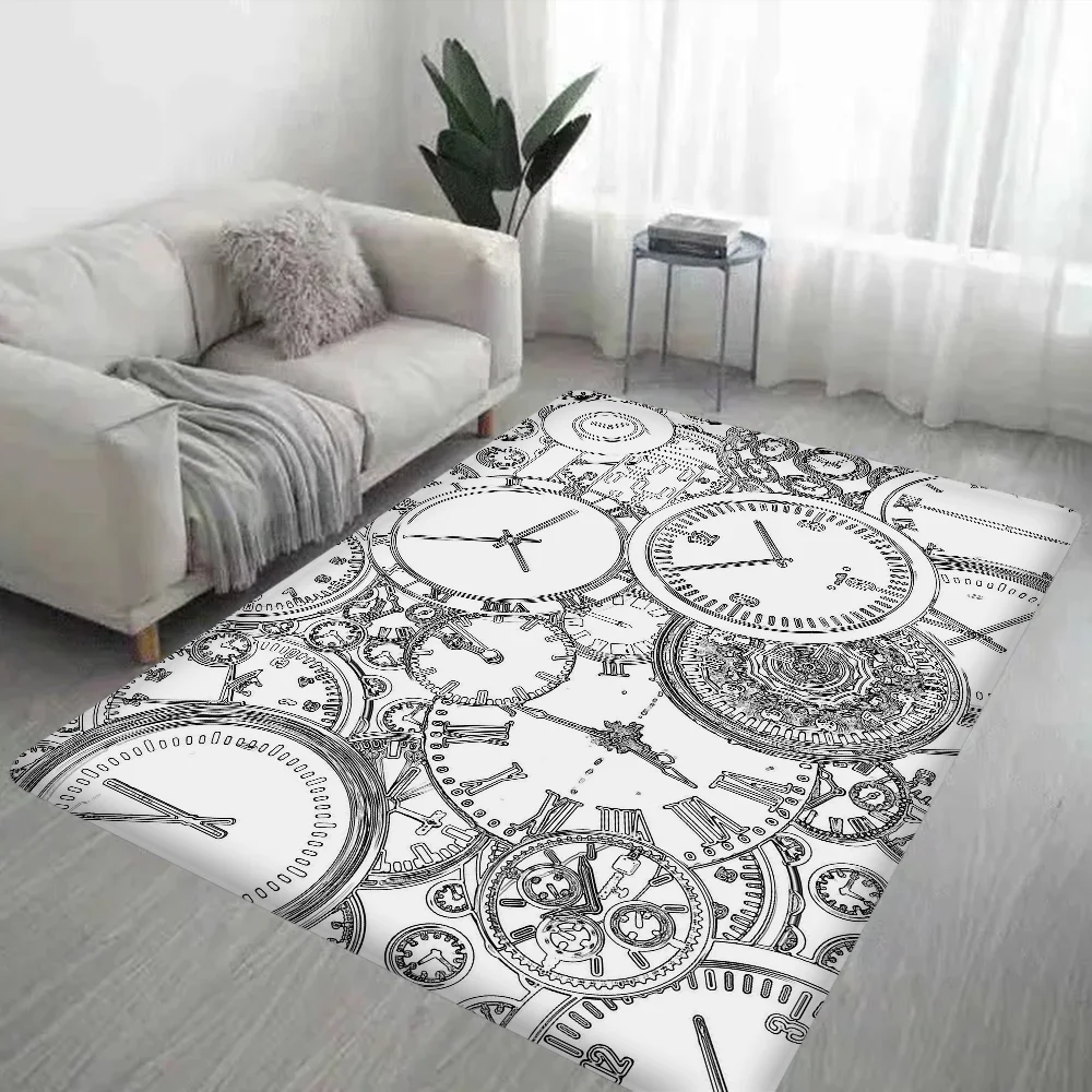 Time travel Room Mats Cheaper Anti-slip Modern Living Room Balcony Printed Welcome Rug 5