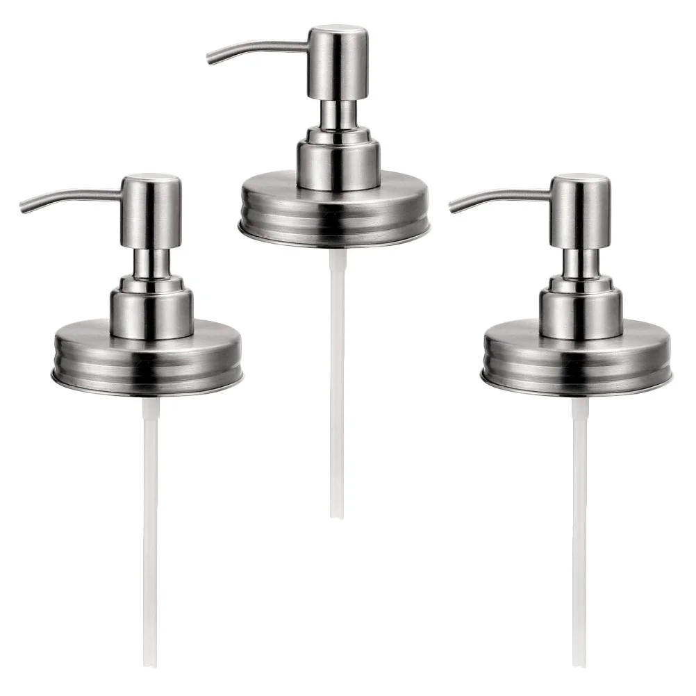 

3 Pcs Mason Jar Lid Pump Head Accessory Soap Dispenser Pumps Lotion Bottle Pressing Type Stainless Steel Replacement