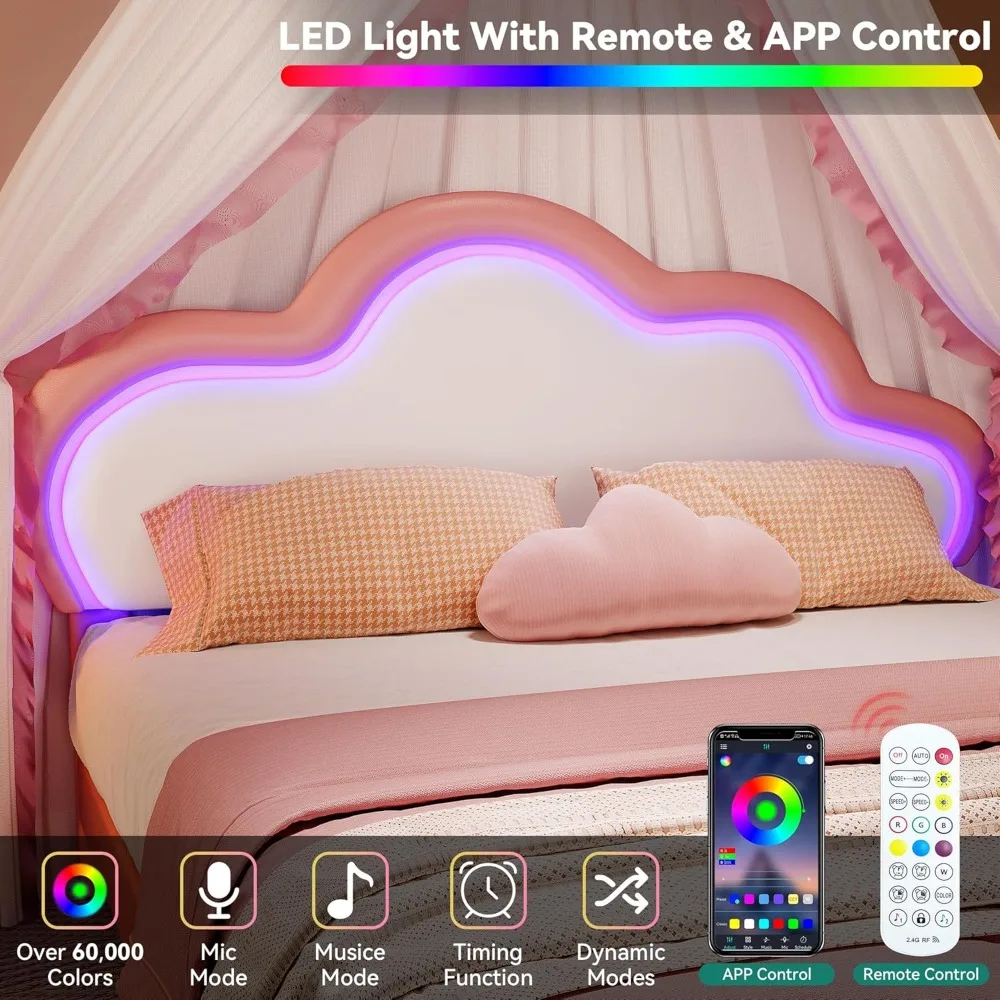 LED Light Upholstered Bed Frame image 3